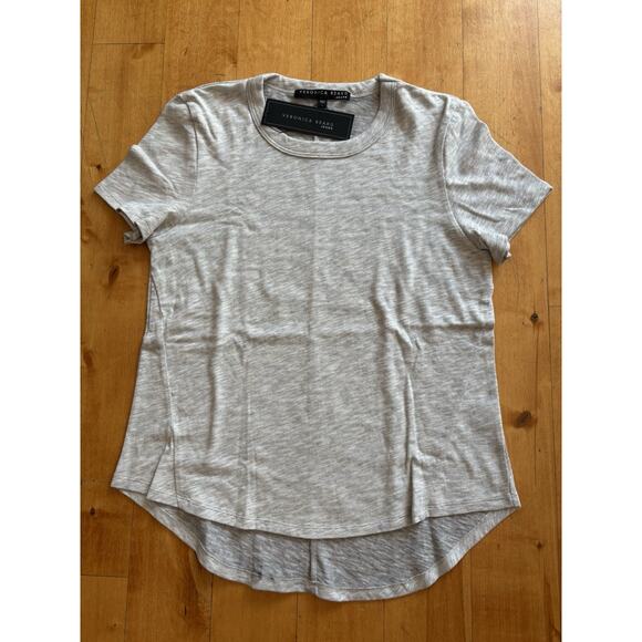 Veronica Beard Jeans Lauren Short Sleeve T-Shirt Light Grey Size L - Picture 1 of 6